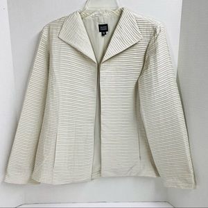 Eileen Fisher Open Front Small Jacket Beige/Off White Pockets Academia Business